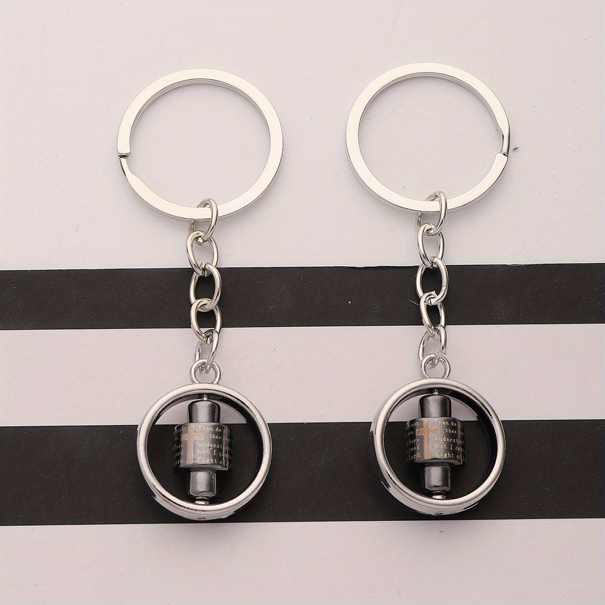 2pcs Rotatable Alloy Keychain Creative Business Bag Accessories