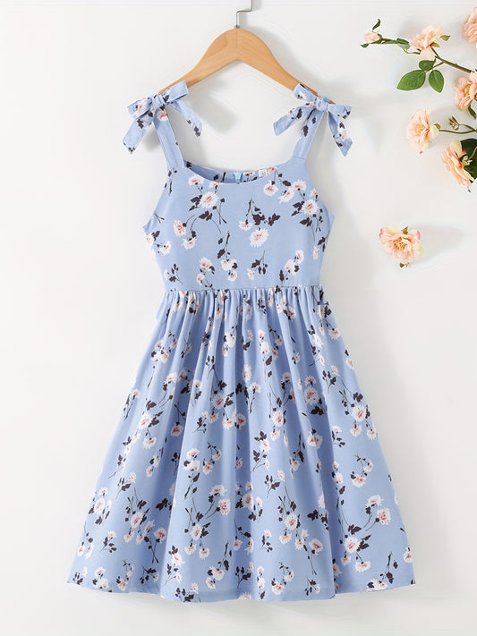 Toddler Girls Cami Floral Dress Pleated Hem Casual Clothes