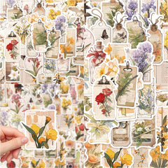 50pcs Flower Time Series Phone Case Stickers Waterproof DIY Decoration