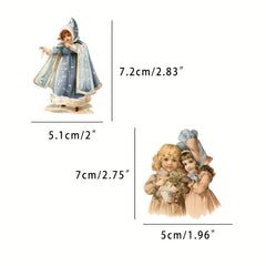 50pcs Merry Christmas Angle And Children Theme Scrapbook Stickers Pack