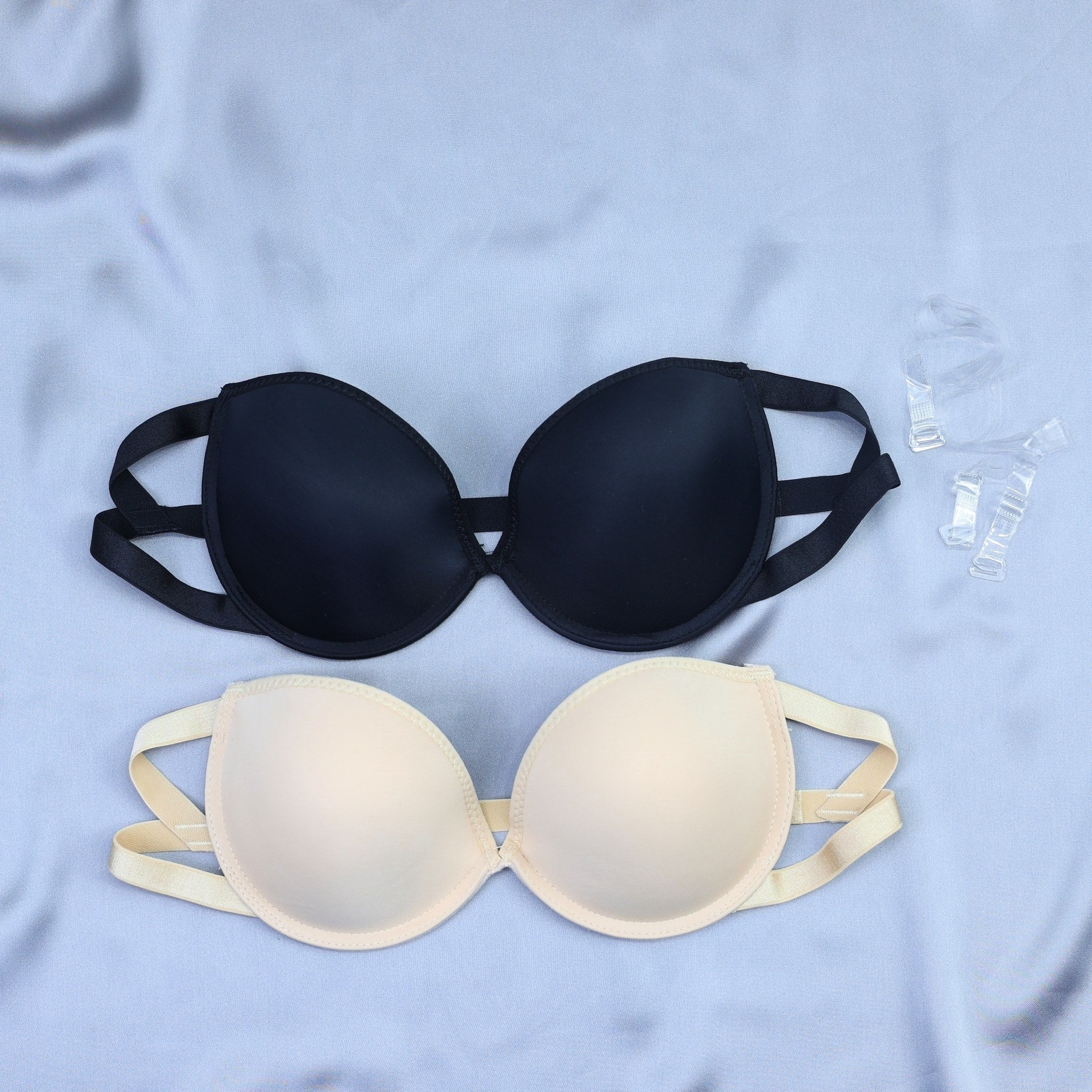 2pcs Strapless Bandeau Bras Soft Push Up Stretch Bra Women's Lingerie