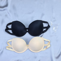 2pcs Strapless Bandeau Bras Soft Push Up Stretch Bra Women's Lingerie