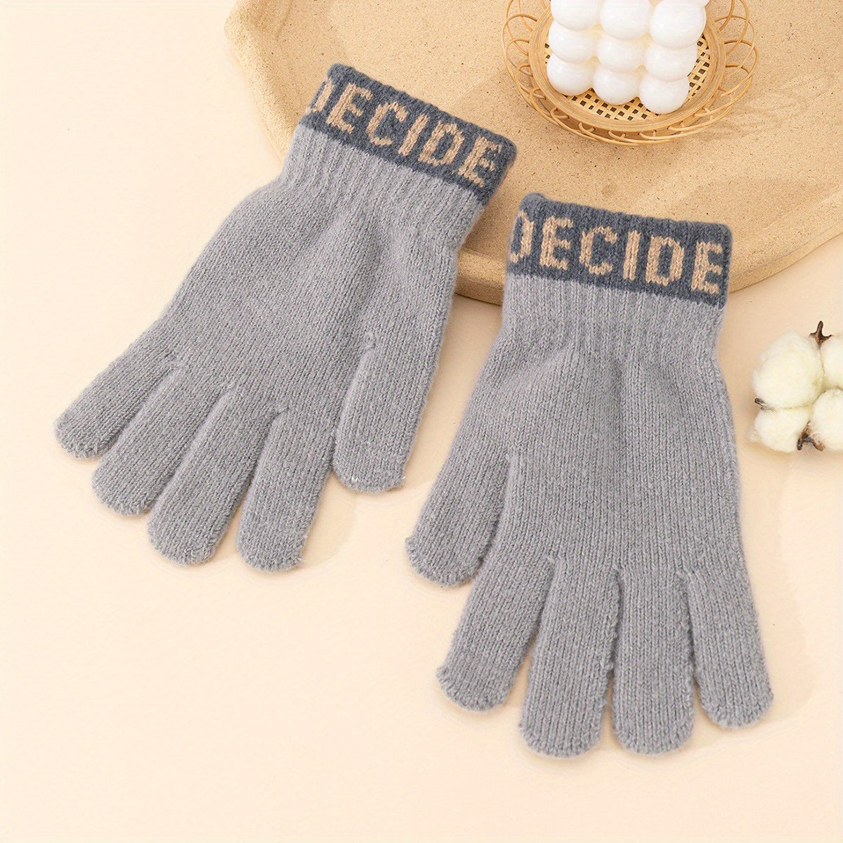 Men's Split Finger Touch Screen Gloves Anti-freeze Cashmere Wool Knitted Gloves