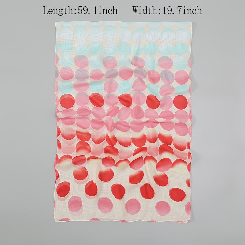 Chiffon Scarf Gradient Dot Print Classic Shawl