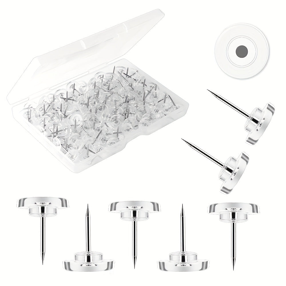 100pcs Push Pins Standard Plastic Head Steel Thumb Tacks For Wall