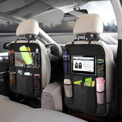 Car Rear Seat Storage Bags 6 Pockets Anti Kick Mat Hanging Bag