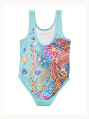 Girl's Unicorn Pattern One piece Swimsuit Tankini