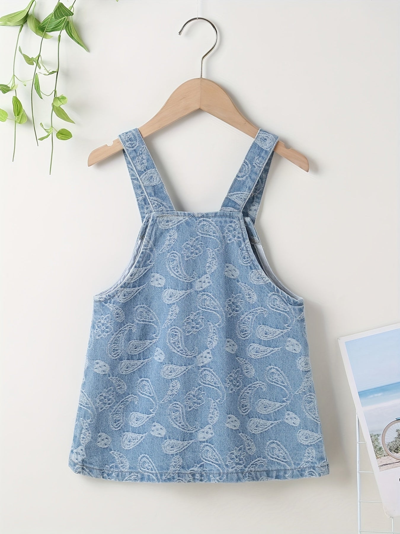 Girls' Swirls Print Casual Denim Overall Dress