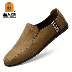 LAORENTOU Men's Leather Loafer Shoes Lightweight Wear resistant Walking Shoes