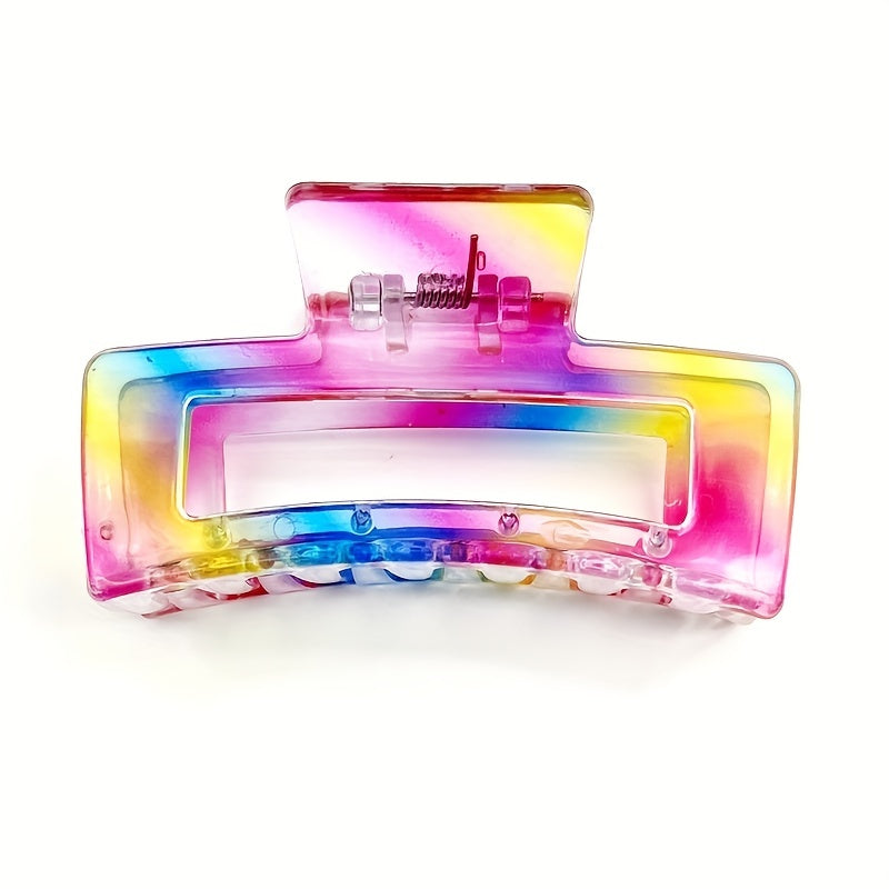 3pcs Rainbow Hair Claw Nonslip Ponytail Holder Shark Claw