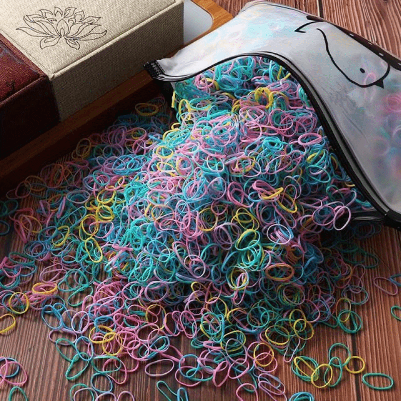 1000 2000pcs Mini Nylon Colorful Hair Ties Elastic Hair Accessories Set