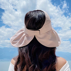 Wide Brim Ponytail Visor Hat UV Protection Travel Beach Sun Hat