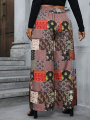  Boho Patchwork Print Drawstring Pants
