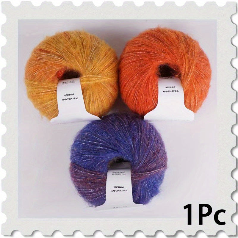 Rainbow Dyed Mohair Yarn for DIY Knitting 2pcs