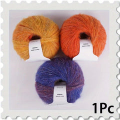 Rainbow Dyed Mohair Yarn for DIY Knitting 2pcs
