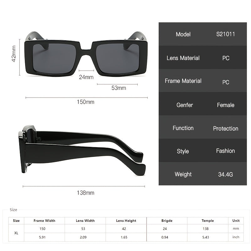 Y2K Rectangular Chunky Frame Sunglasses for Women