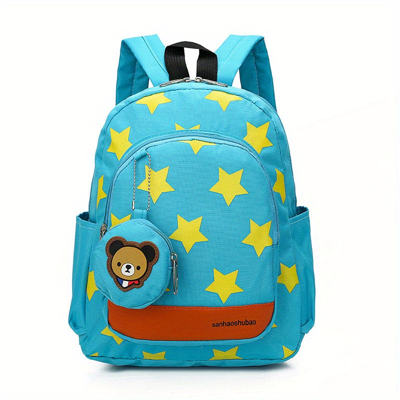 Children's Star Print Bear Backpack With Small Coin Purse