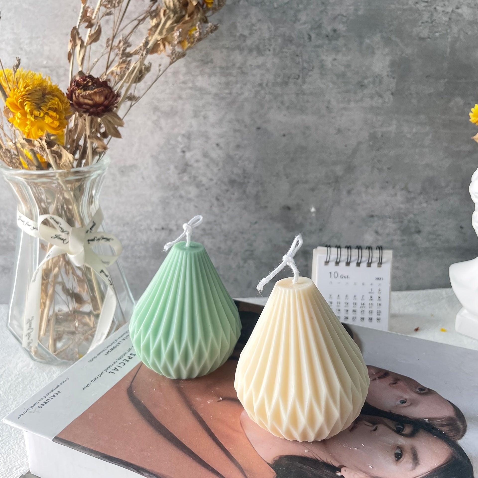 Resin Pear Shape Candle Making Mold Geometric Silicone Plaster Mold