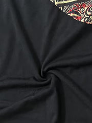  Colorblock Print Half Sleeve Round Neck Keyhole Dress