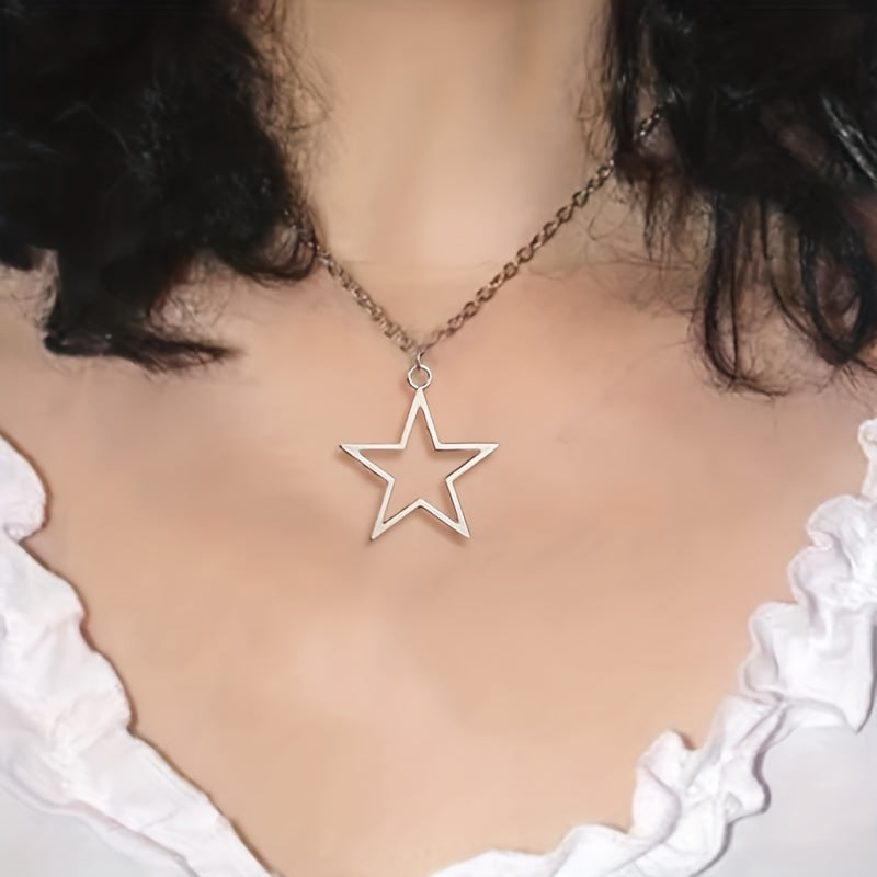 Y2K Big Hollow Star Pendant Necklace