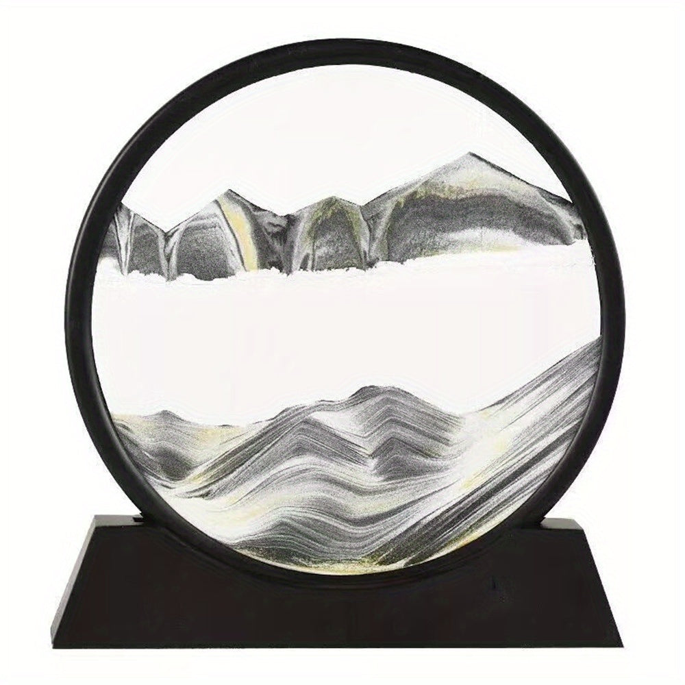 Dynamic Sand Art Round Glass Desk Decor & Timer Stand