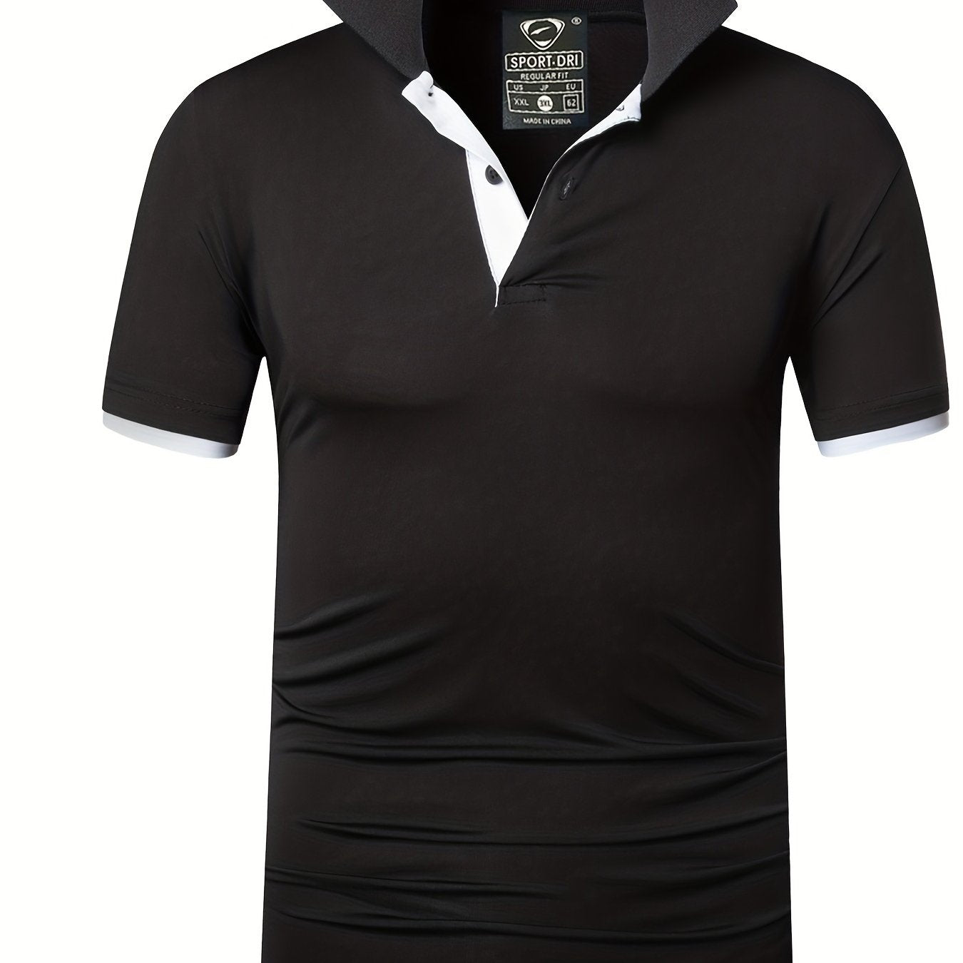 Men's Solid Sport Polo Shirt Quick Dry Active Mid Stretch Lapel Button Up