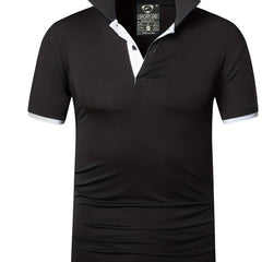 Men's Solid Sport Polo Shirt Quick Dry Active Mid Stretch Lapel Button Up