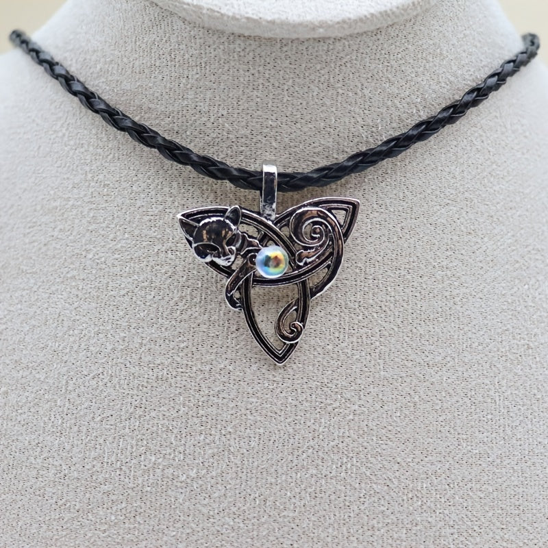 Vintage Boho Fox Gemstone Pendant Necklace Ladies Party Jewel