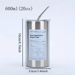 Stainless Steel Tumbler with Double Straw Iced Americano Sugar