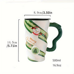 500ml Christmas Ceramic Cup Spiral Shaped Mug Coffee Cup For Outdoor Sports