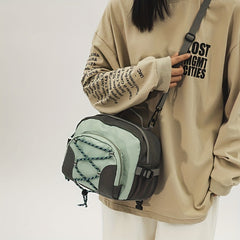 Small Contrast Backpack Drawstring Detail School Bag