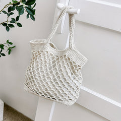 Minimalist Hollow Out Straw Bag Woven Shoulder Bag For Vacation