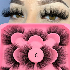 5 Pairs Fluffy Faux Mink Waterproof False Eyelashes - Long Lasting Lashes