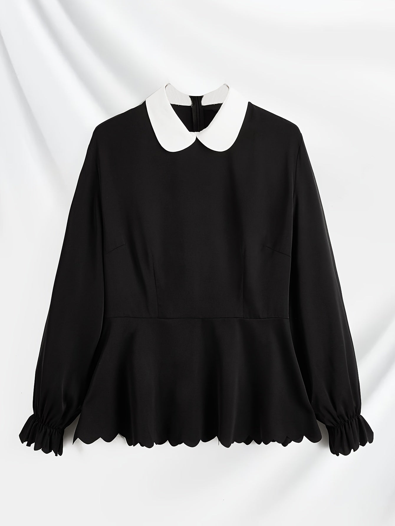  Colorblock Long Sleeve Peplum Top