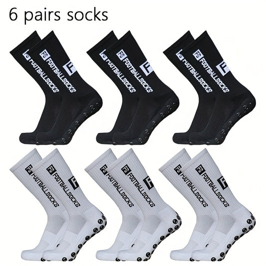 6 Pairs Silicone Non slip Football Socks for Men and Women