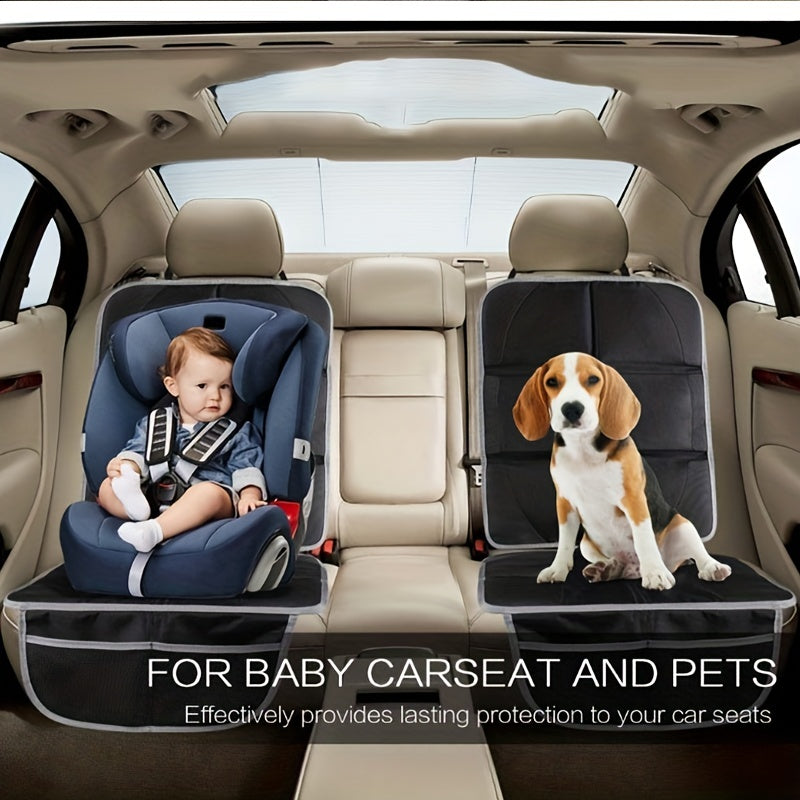 Non Slip Waterproof Child Car Seat Protector with Padding & 2 Storage Pockets