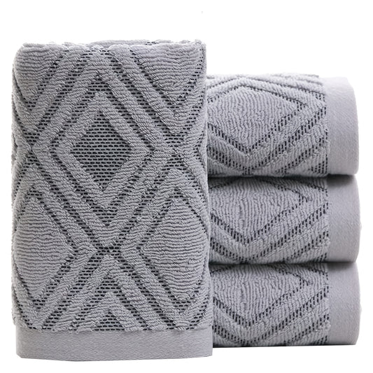 2pcs Rhombus Hand Towels Set Soft Absorbent Decorative Cotton