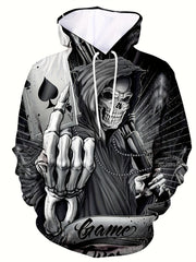 Skull 3D Print Hoodie for Men Autumn Winter