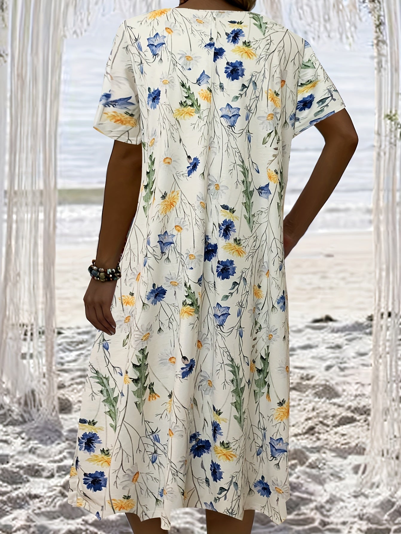 Women's Plus Size Floral Dress Short Sleeve