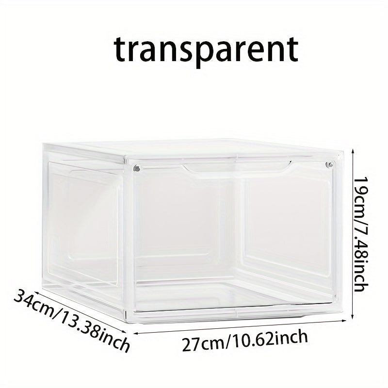Transparent Plastic Shoe Storage Box with Door - Dustproof and Portable