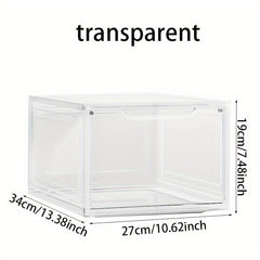 Transparent Plastic Shoe Storage Box with Door - Dustproof and Portable