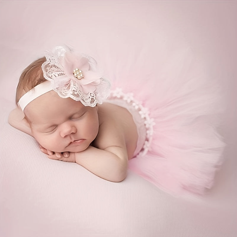 Cute Baby Girl Tutu Skirt & Hairband Set for Photoshoots