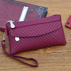 Women's Argyle Quilted Wristlet Bag Zipper Handbag