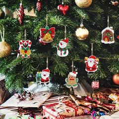 12pcs Christmas Diamond Painting Keychains Santa Claus Art Kits
