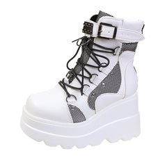 Punk Style Studded Lace Up Ankle Boots