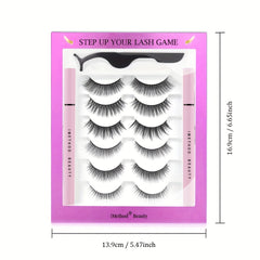 6 Pairs Eyelashes & Eyeliner Kit 3D Natural Look Lashes Easy Wear Waterproof