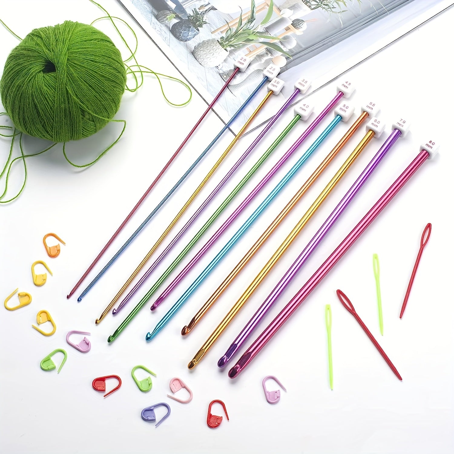 Aluminum Crochet Hooks Set 11pcs 2-8mm + Accessories