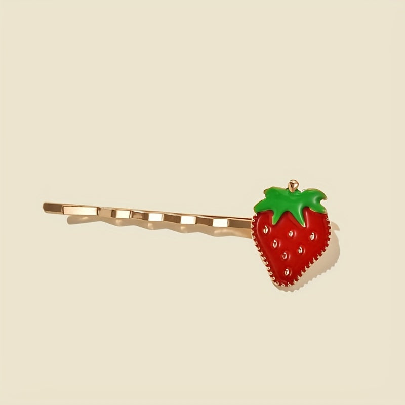 3pcs Strawberry Hairpin Alloy Hair Clip Sweet Hair Accessories