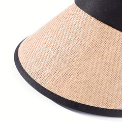 Khaki Straw Visor Hat Wide Brim Foldable Sun Hats