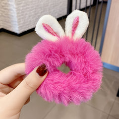 4pcs Girls Plush Rabbit Ears Hair Tie Hair Bands Hair Accessories